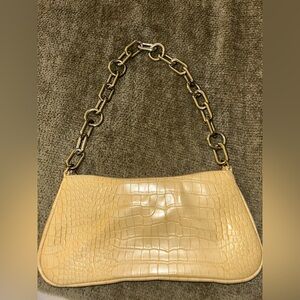 Elegant yellow Croc-Embossed Chain Shoulder Bag